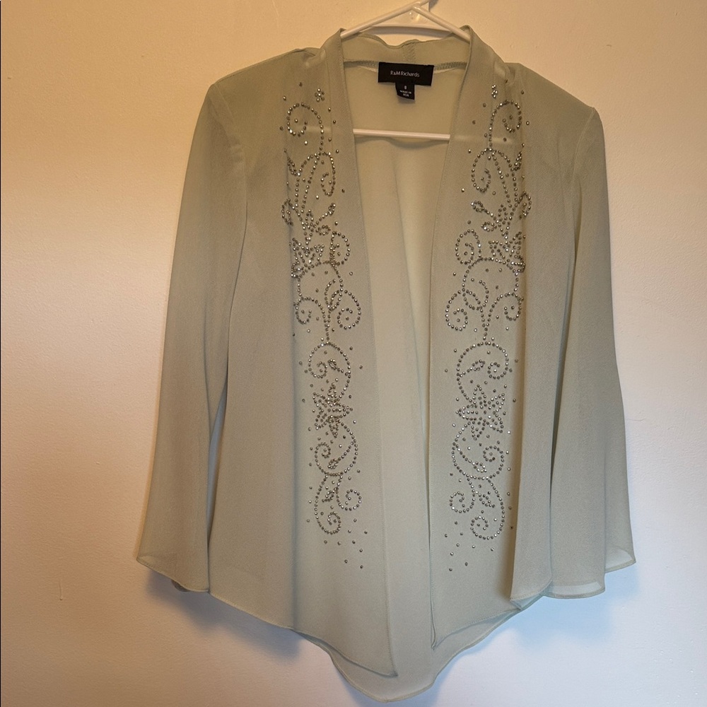 R&M Richards Light Cream Embellished Jacket